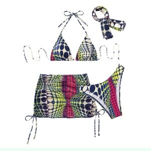 COZYEASE Women's 4 Piece Swimsuits Sexy Bikini Sets Triangle Bathing Suit with M